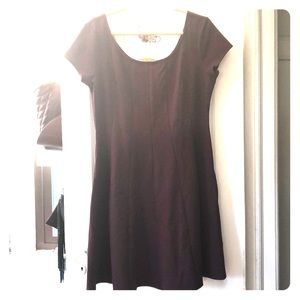 Midnight Wine Seamed Ponte Skater Dress